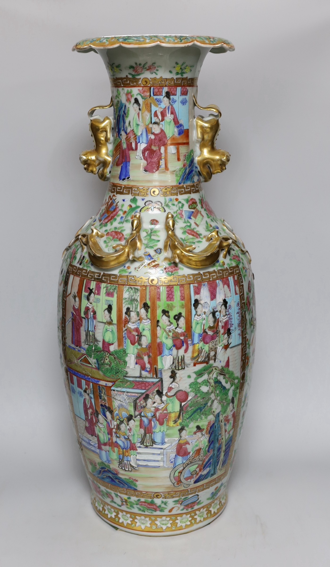 A large Canton baluster vase, 61cms high